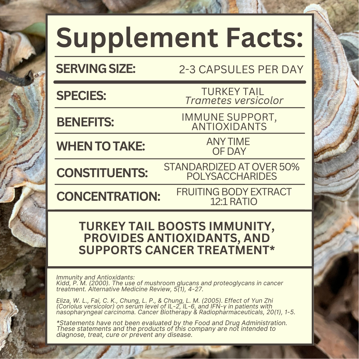 Turkey Tail Mushroom Extract Capsules